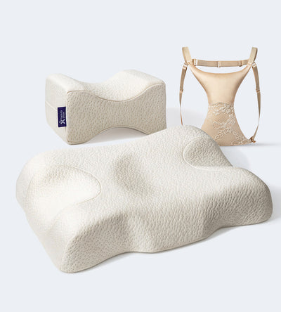 Kırışıklık Önleyici Ortopedik Güzellik Yastığı + Göğüs Arası Dekolte Bölgesi Kırışıklık Önleyici Ortopedik Yastık + Ortopedik Diz & Bacak Arası Destek Yastığı Seti