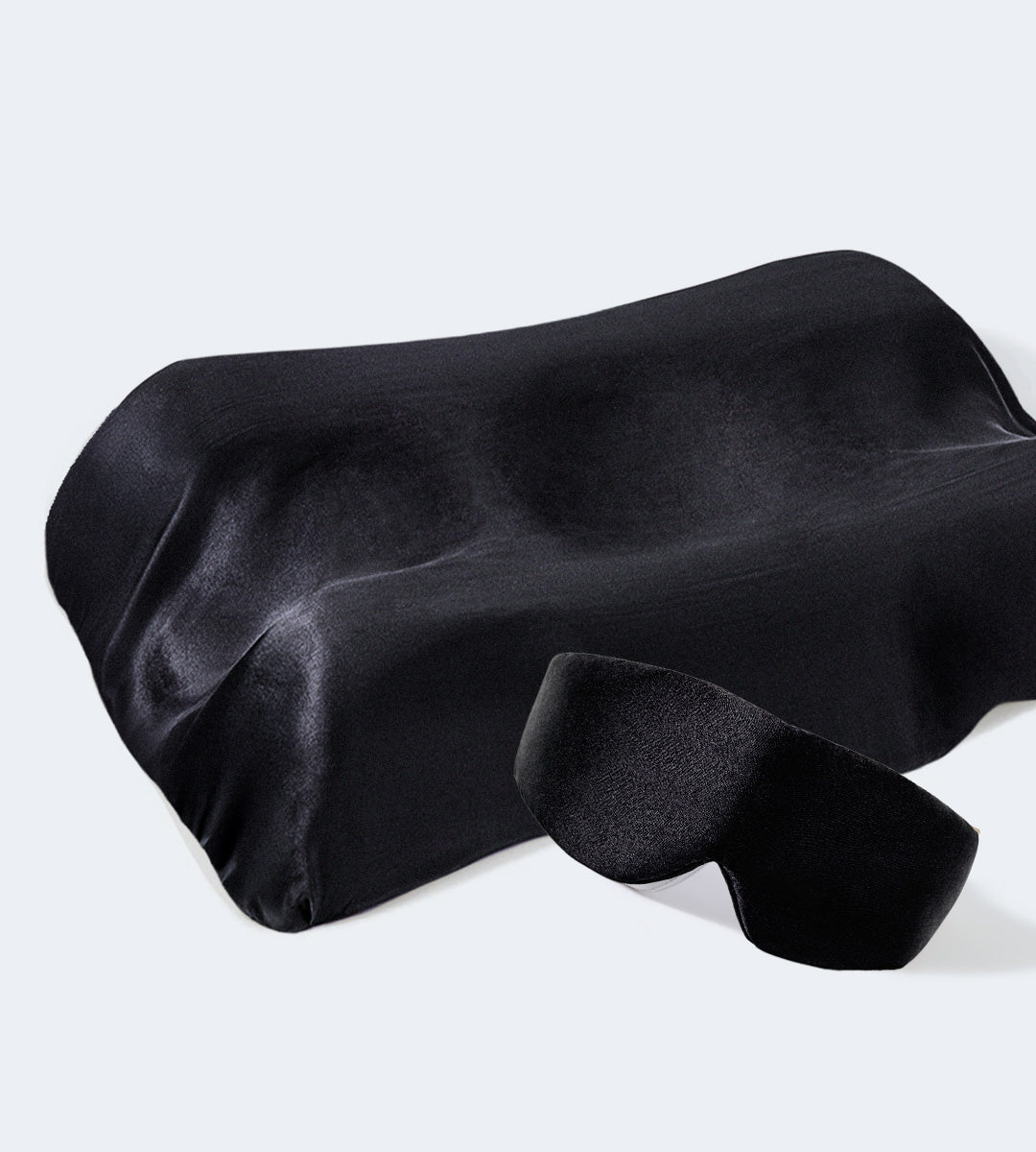 %100 İpek Uyku Maskesi Göz Bandı Siyah + Beauty Pillow %100 İpek Yastık Kılıfı Siyah Seti