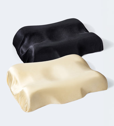 His & Hers Çift Kişilik İpek Kılıflı Yastık Seti (Bej & Siyah)