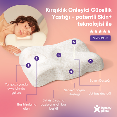 Kırışıklık Önleyici Ortopedik Güzellik Yastığı (Skin+ Yastık Kılıfı ile)