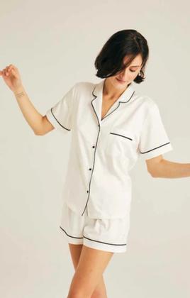 Beauty Pillow X House of Silk White Sateen Short Pajama Suit